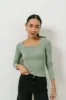 Audrey Ribbed Top in Green - FINAL SALE sold by bohme