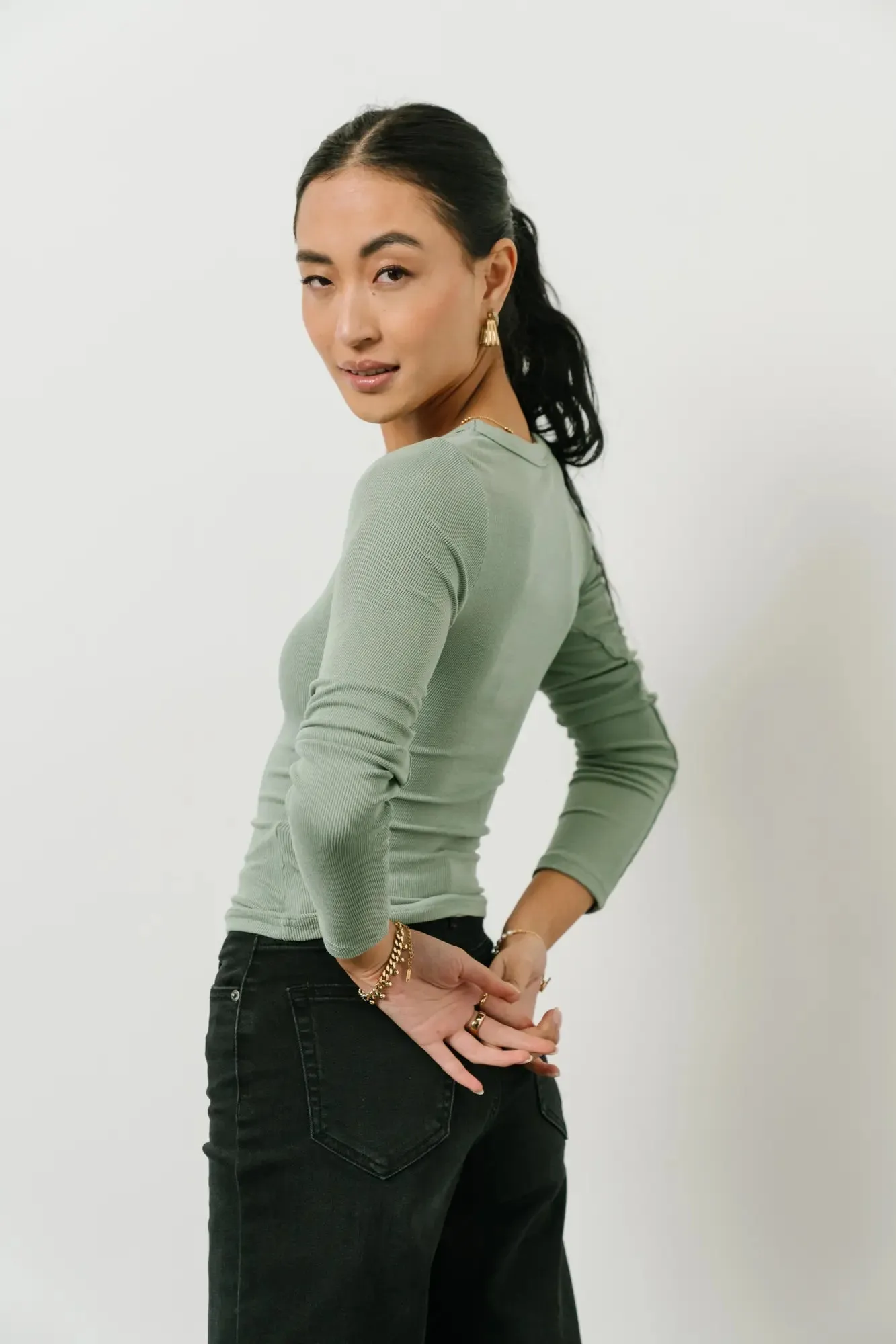 Audrey Ribbed Top in Green - FINAL SALE sold by bohme product image thumbnail 2