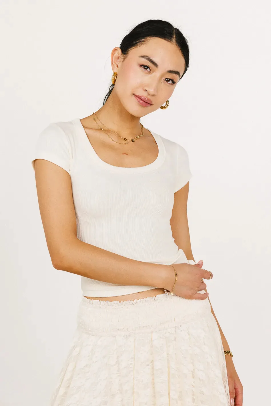 Freya Ribbed Top in Ivory - FINAL SALE sold by bohme