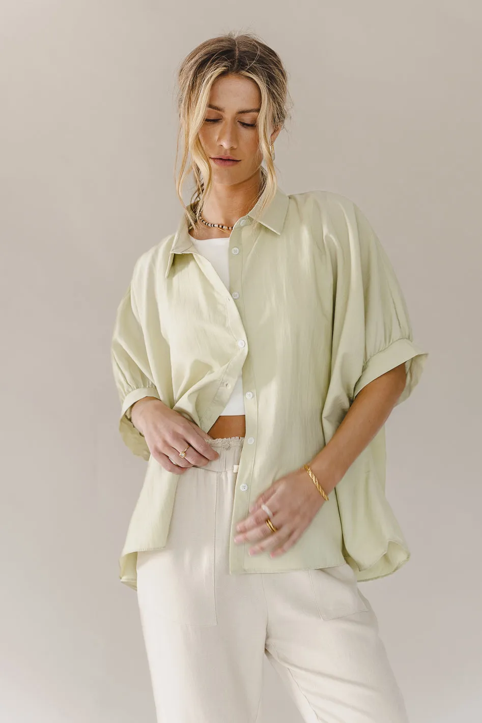 Lexi Button Up Blouse in Sage - FINAL SALE sold by bohme product image thumbnail 5