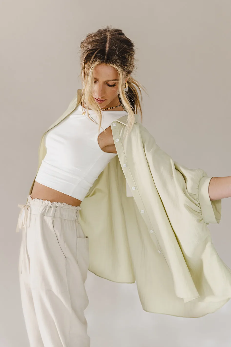 Lexi Button Up Blouse in Sage - FINAL SALE sold by bohme