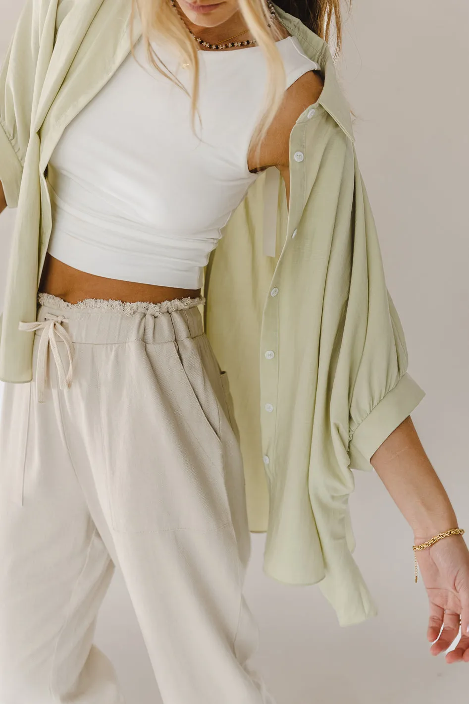 Lexi Button Up Blouse in Sage - FINAL SALE sold by bohme product image thumbnail 3