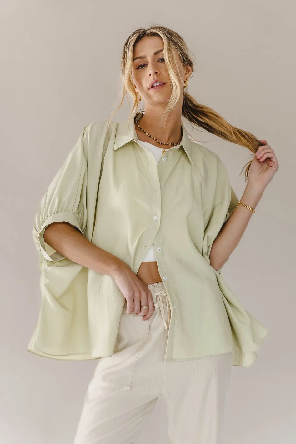 Lexi Button Up Blouse in Sage - FINAL SALE sold by bohme product image thumbnail 2