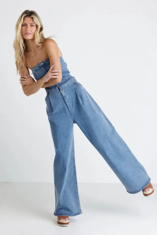 Wide Leg Denim Jumpsuit - FINAL SALE sold by bohme