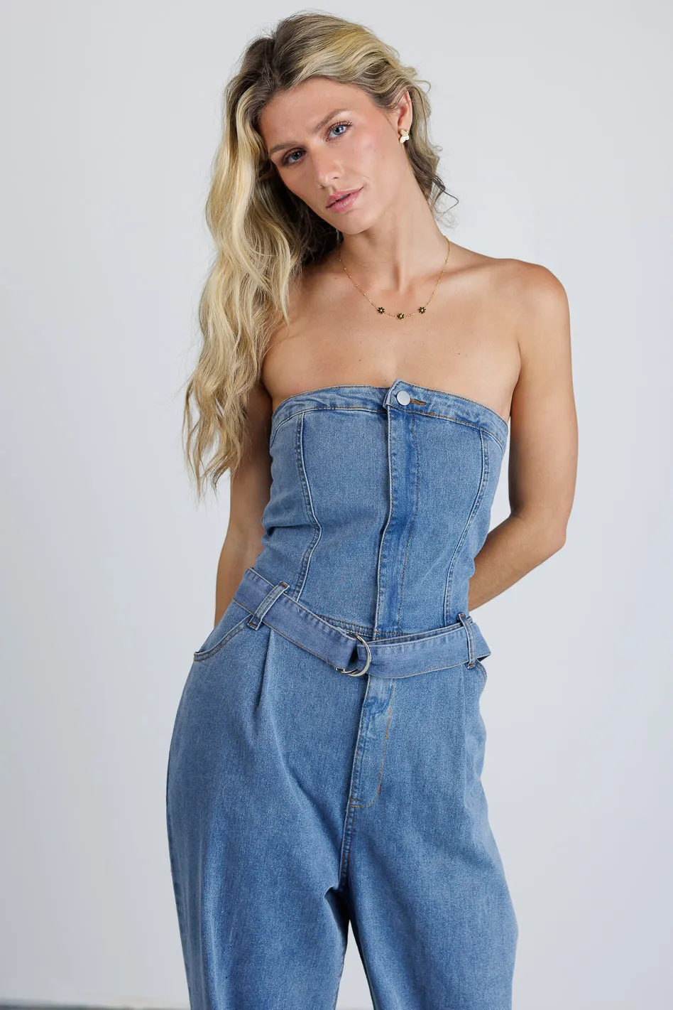 Wide Leg Denim Jumpsuit - FINAL SALE sold by bohme product image thumbnail 3