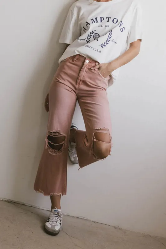 Charlie Distressed Jeans in Salmon - FINAL SALE sold by bohme