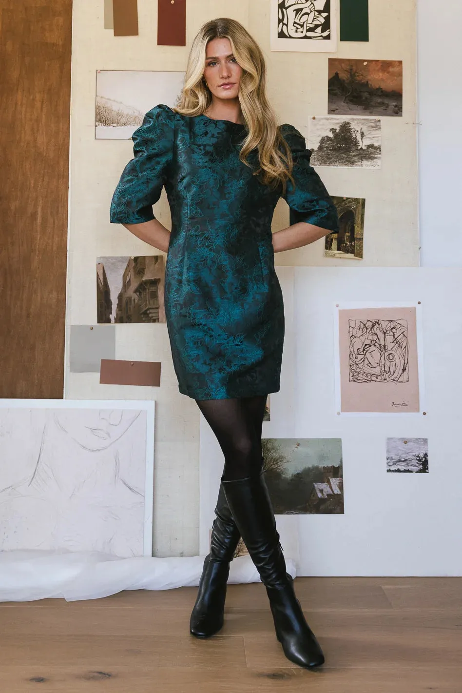 Kaylee Brocade Dress in Teal - FINAL SALE sold by bohme product image thumbnail 4