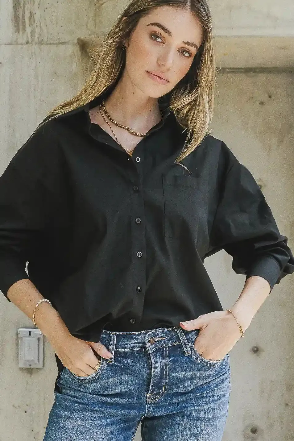 Gracie Button Up in Black - FINAL SALE sold by bohme