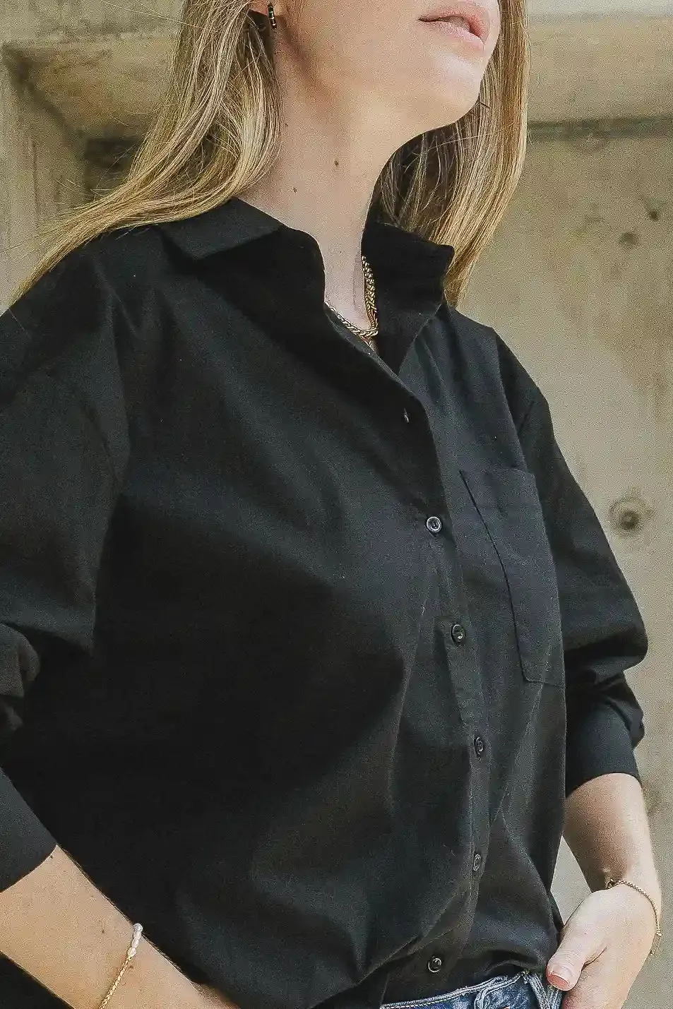 Gracie Button Up in Black - FINAL SALE sold by bohme product image thumbnail 4