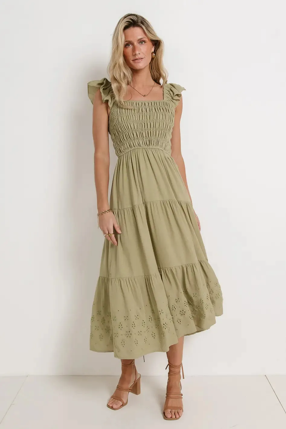 Maxton Midi Dress in Olive sold by bohme product image thumbnail 3