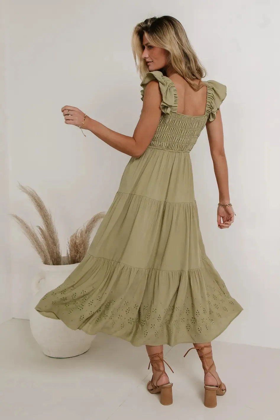 Maxton Midi Dress in Olive sold by bohme product image thumbnail 4