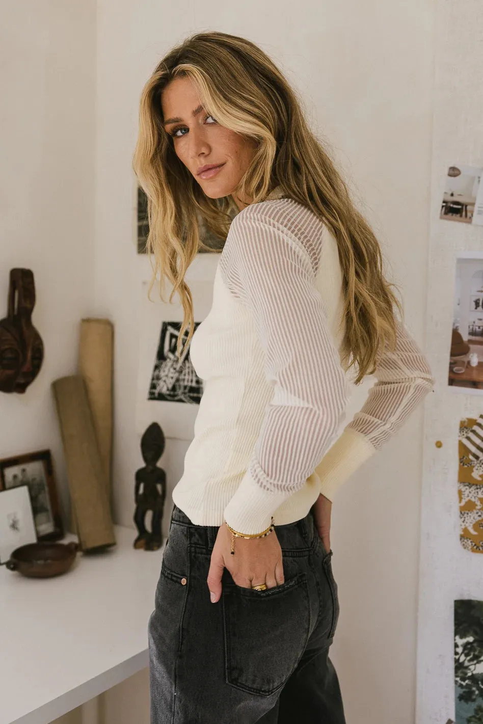 Camden Ribbed Top in Cream - FINAL SALE sold by bohme product image thumbnail 5