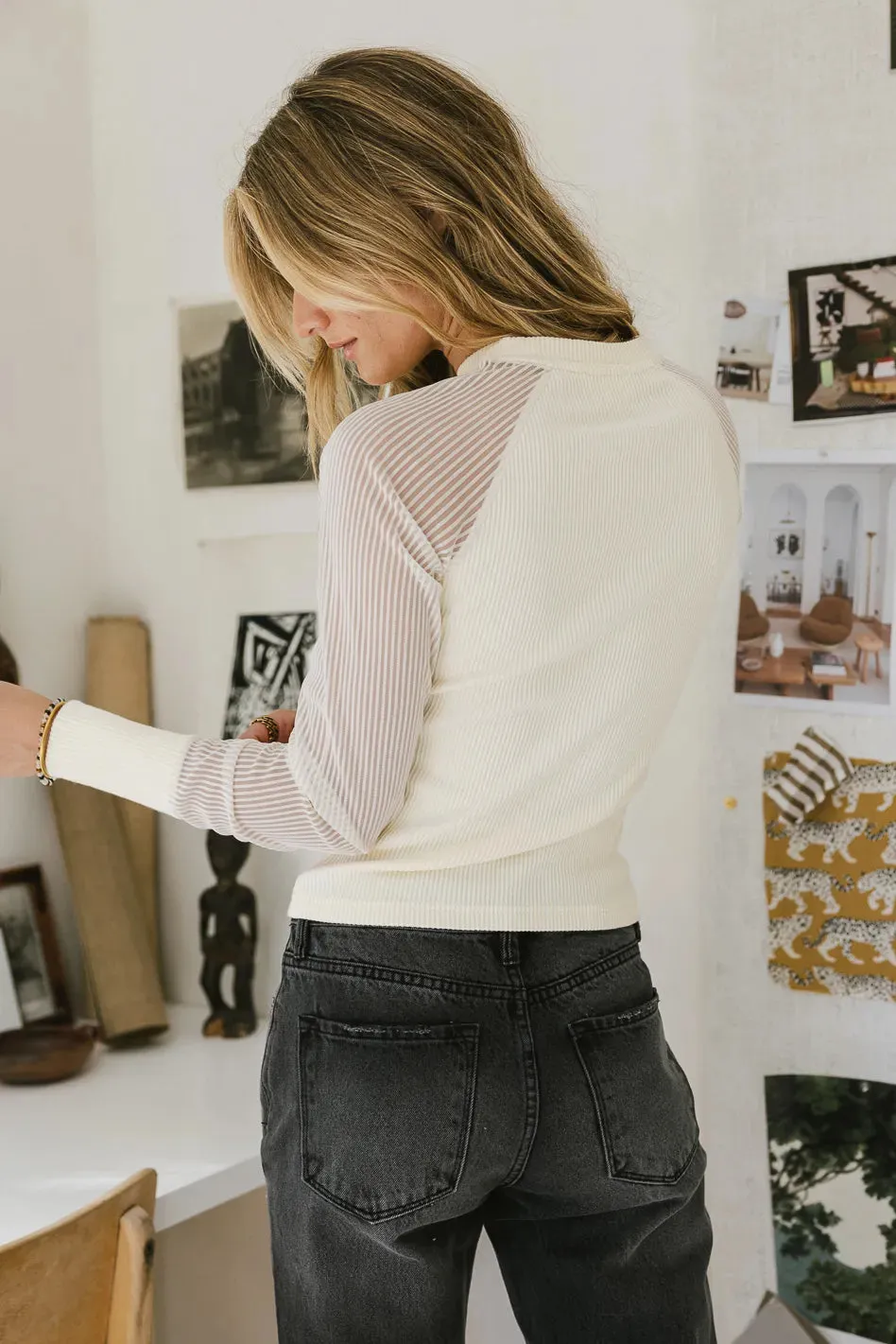 Camden Ribbed Top in Cream - FINAL SALE sold by bohme product image thumbnail 3