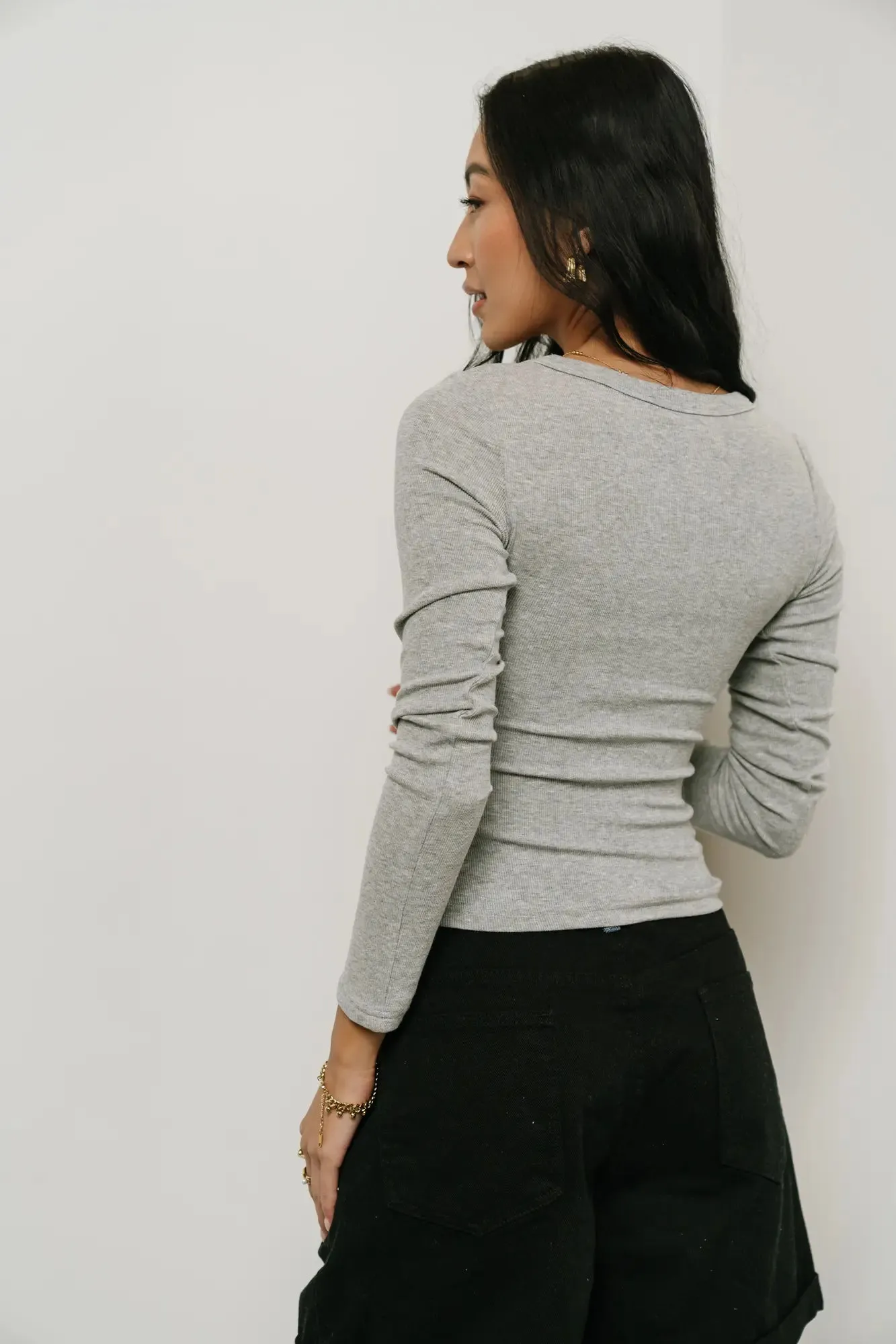 Audrey Ribbed Top in Grey sold by bohme product image thumbnail 3
