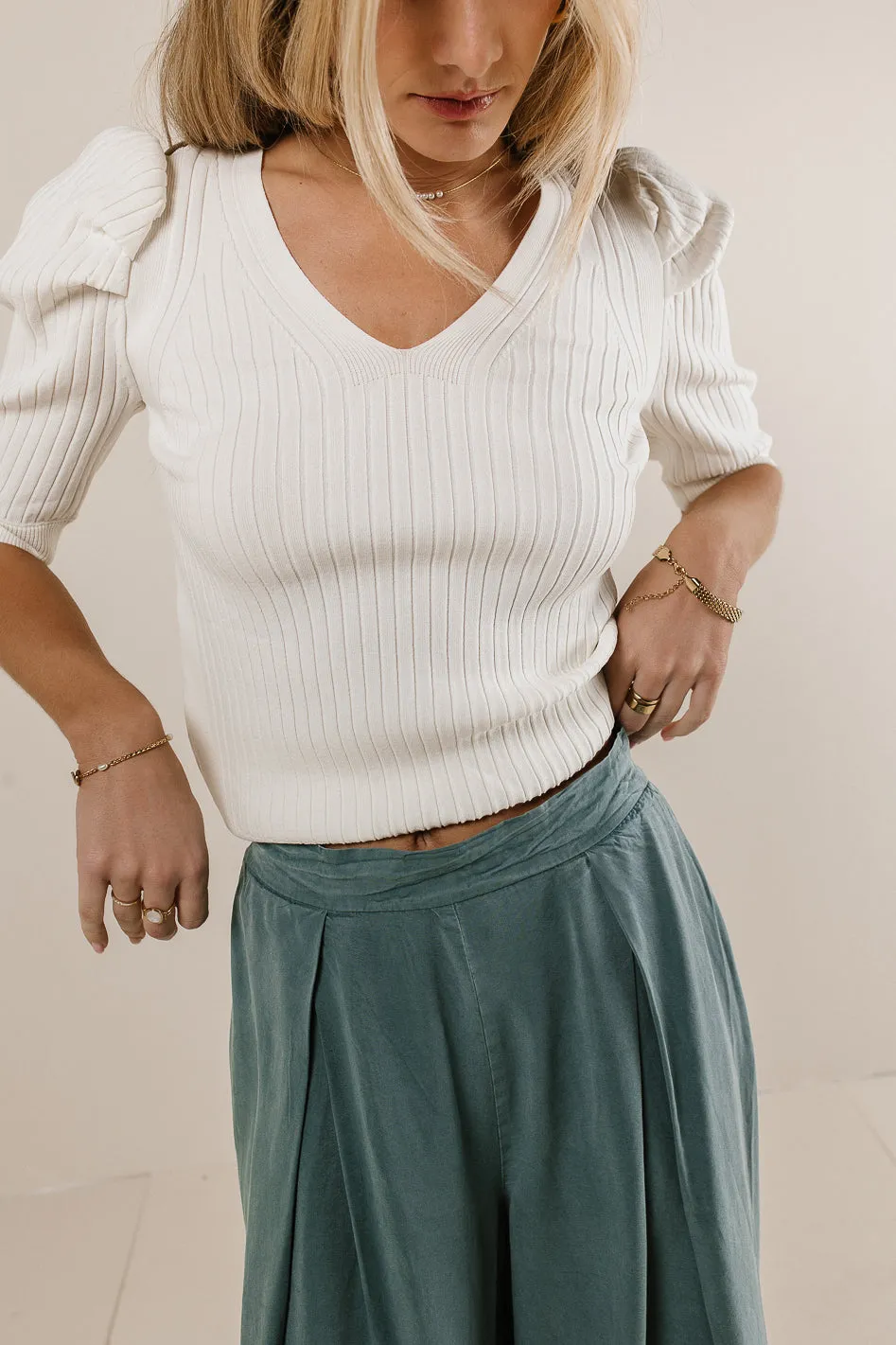 Brea Ribbed Top in Cream - FINAL SALE sold by bohme product image thumbnail 5