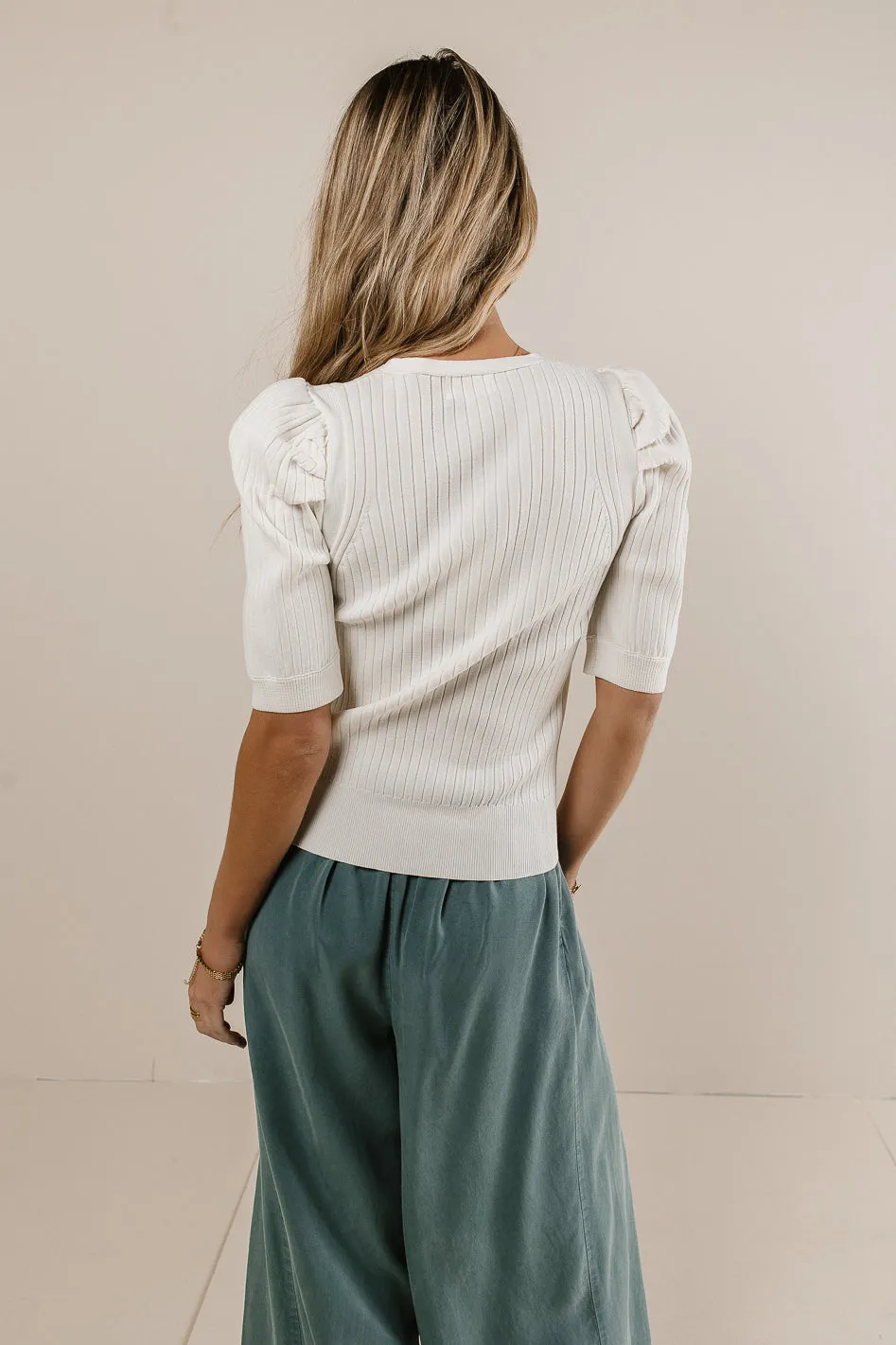 Brea Ribbed Top in Cream - FINAL SALE sold by bohme product image thumbnail 3
