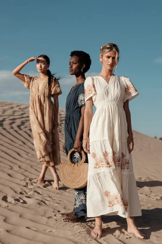 Isabeau Embroidered Maxi Dress in Cream - FINAL SALE sold by bohme