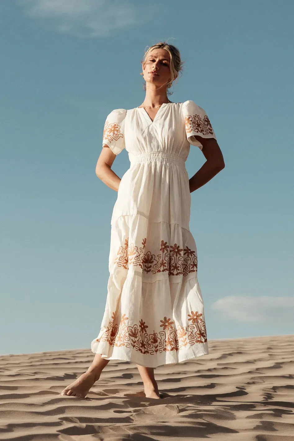 Isabeau Embroidered Maxi Dress in Cream - FINAL SALE sold by bohme product image thumbnail 5
