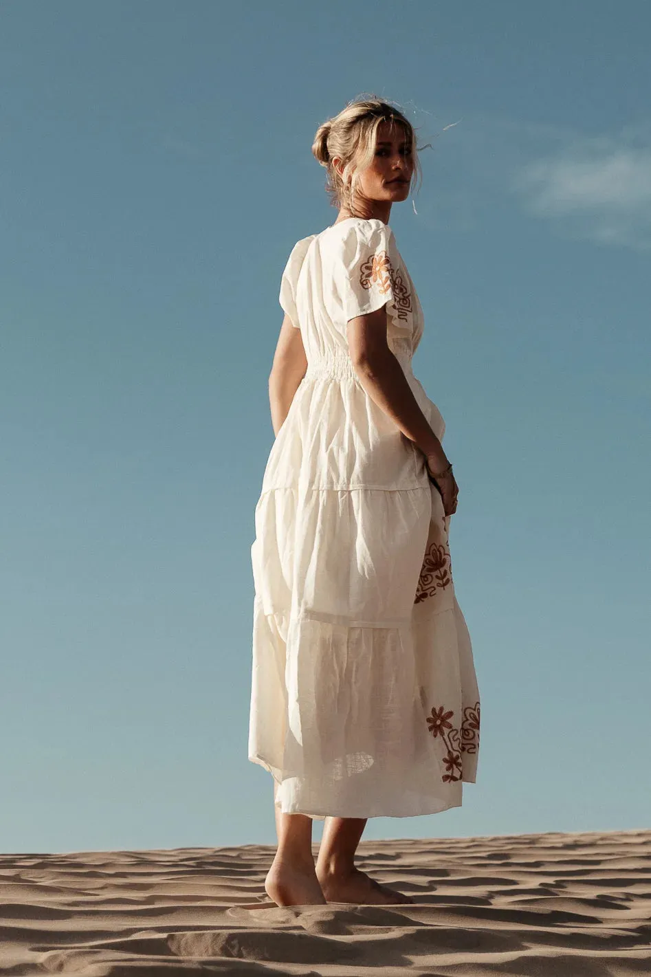 Isabeau Embroidered Maxi Dress in Cream - FINAL SALE sold by bohme product image thumbnail 4