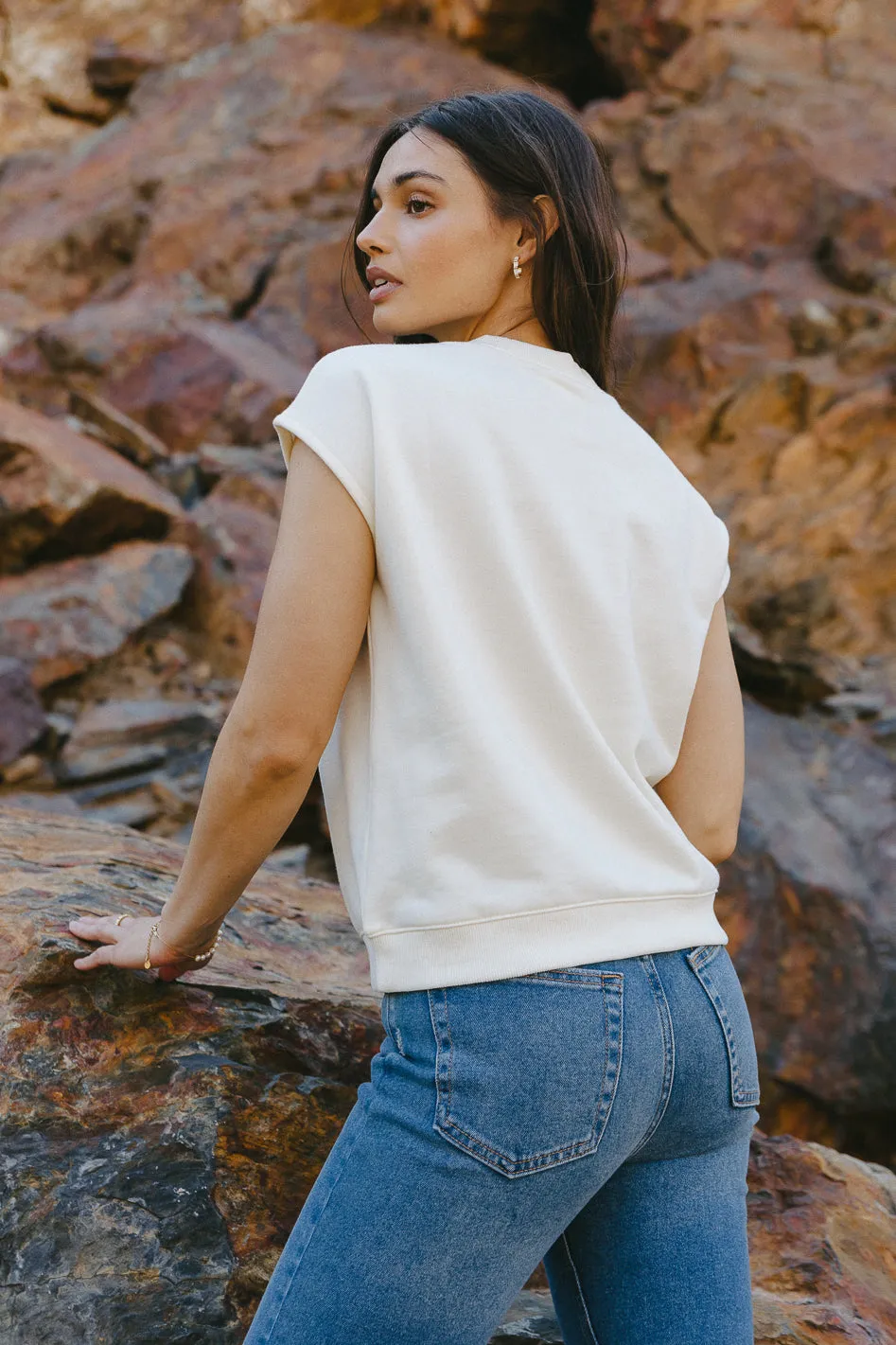 Gabrielle Muscle Sweater Tee in Cream - FINAL SALE sold by bohme product image thumbnail 3
