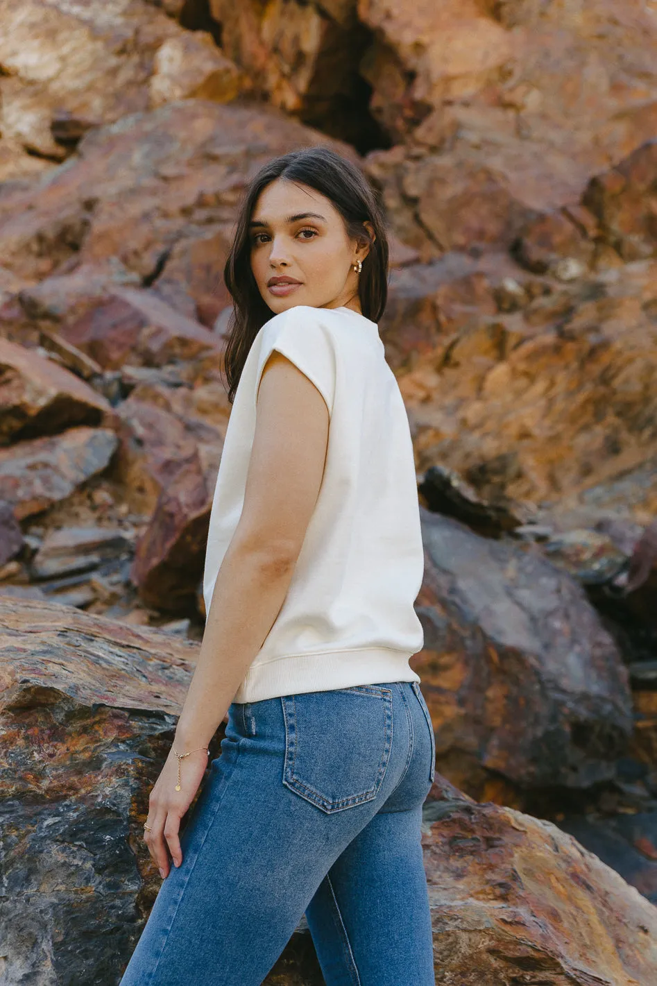 Gabrielle Muscle Sweater Tee in Cream - FINAL SALE sold by bohme product image thumbnail 4