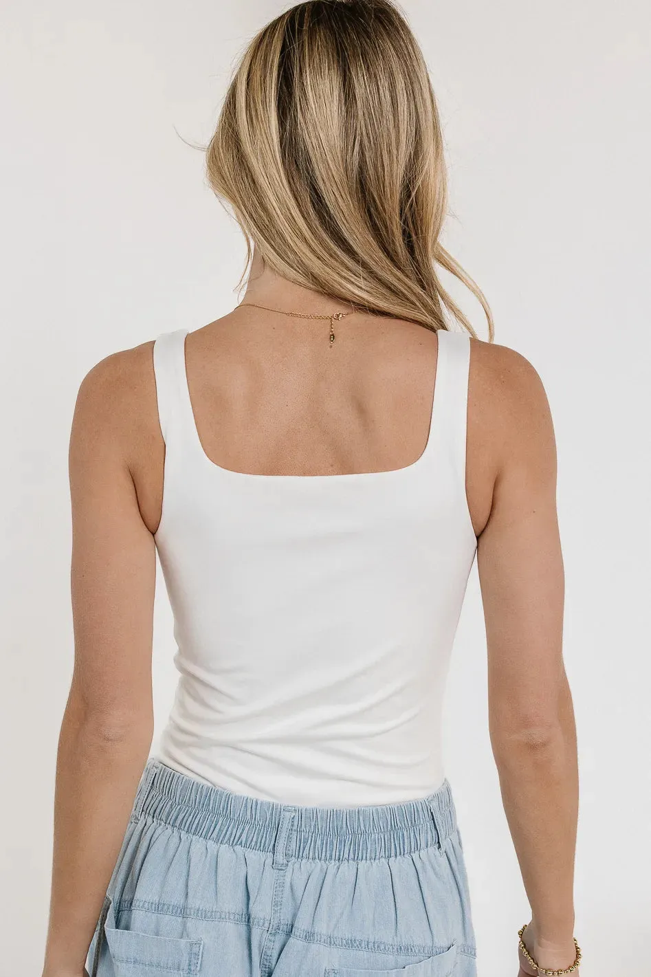 Harper Square Neck Bodysuit in White - FINAL SALE sold by bohme product image thumbnail 2