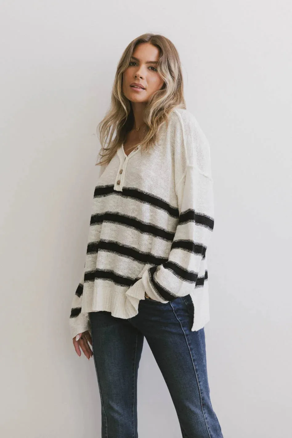 Gracia Striped Sweater Top in Cream - FINAL SALE sold by bohme product image thumbnail 4