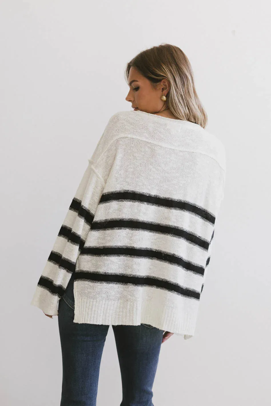 Gracia Striped Sweater Top in Cream - FINAL SALE sold by bohme product image thumbnail 3