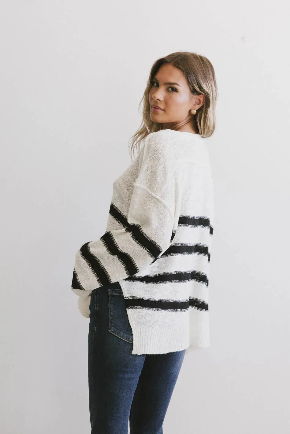 Gracia Striped Sweater Top in Cream - FINAL SALE sold by bohme product image thumbnail 5