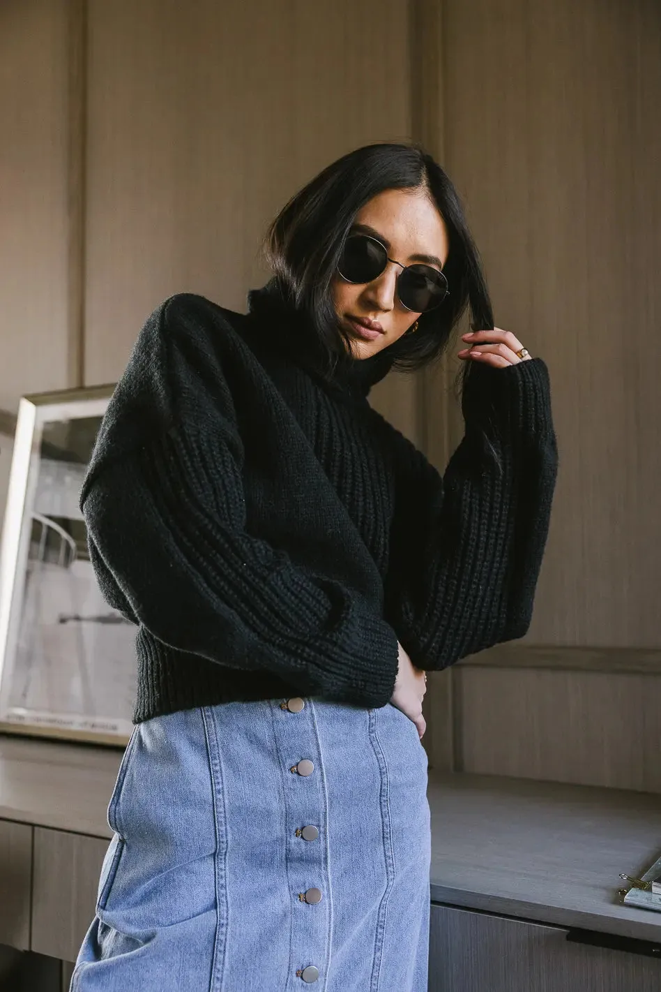 Catherine Turtleneck Sweater in Black - FINAL SALE sold by bohme