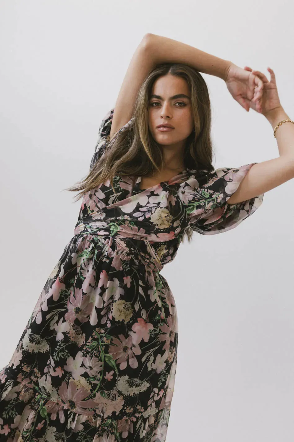 Angelique Floral Tie Dress in Black - FINAL SALE sold by bohme product image thumbnail 2