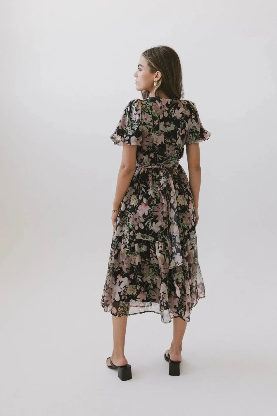 Angelique Floral Tie Dress in Black - FINAL SALE sold by bohme product image thumbnail 5