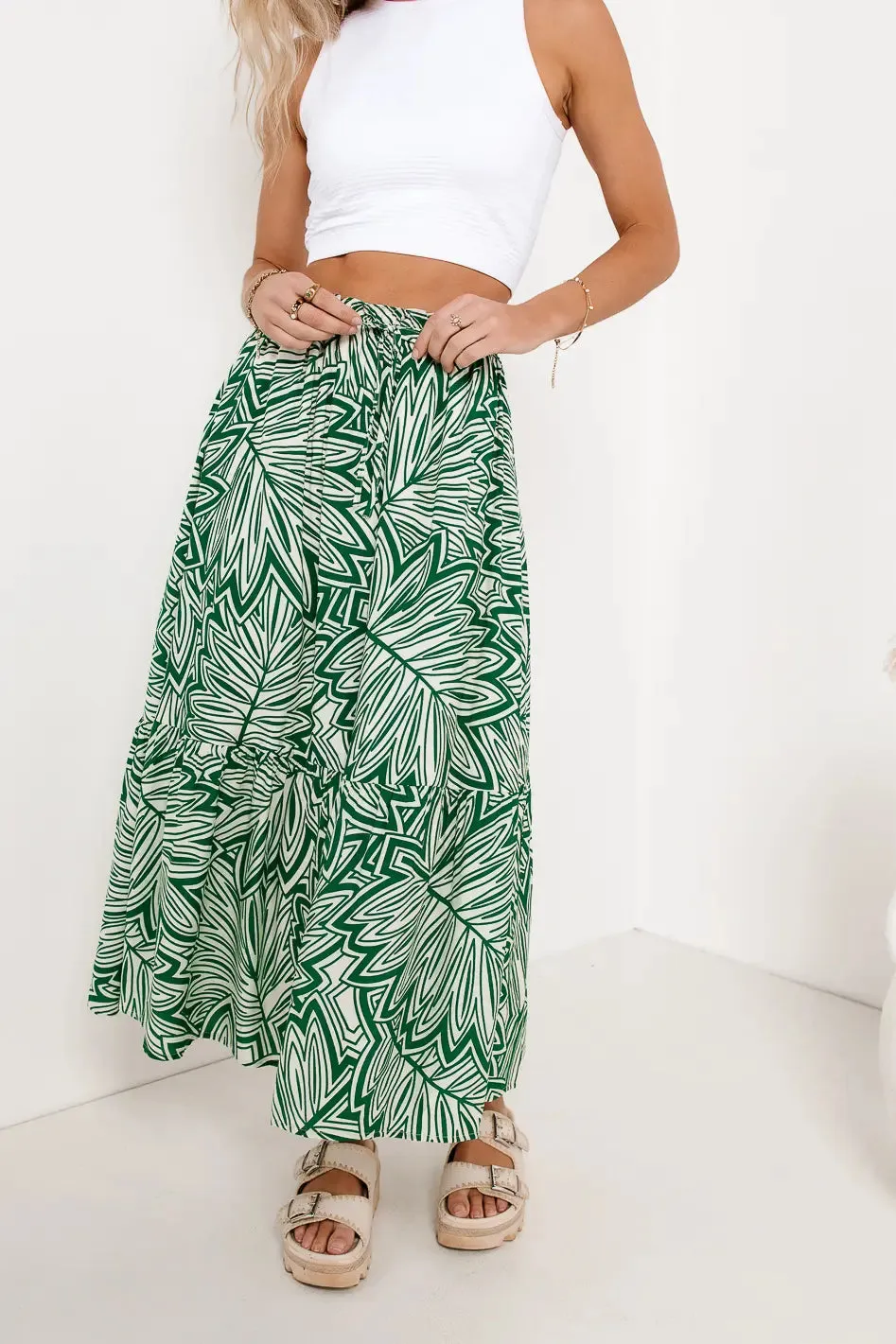 Kai Printed Skirt in Green - FINAL SALE sold by bohme