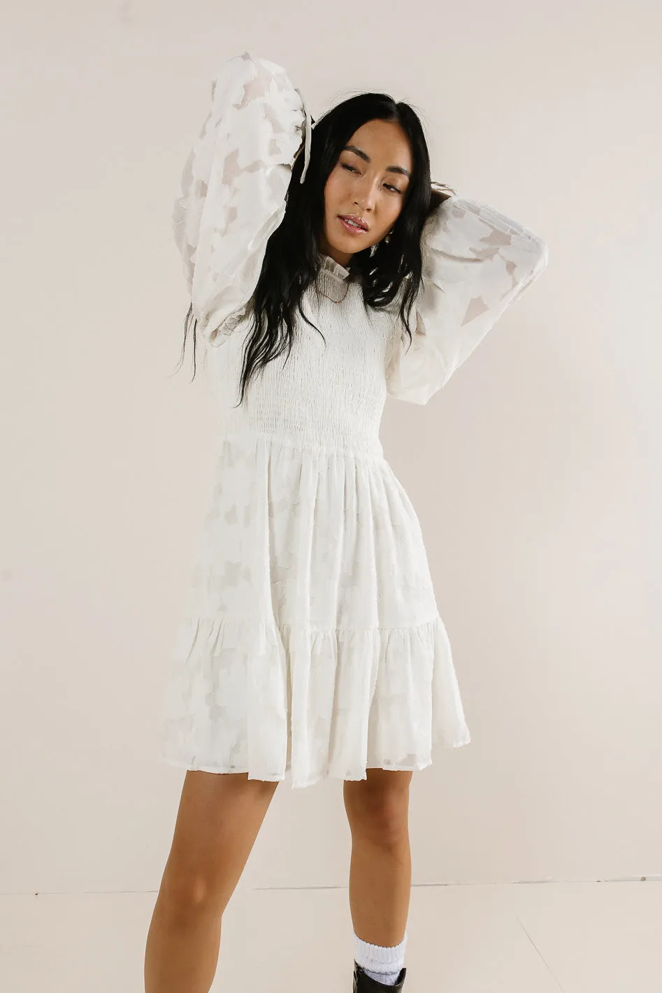 Vallie Smocked Mini Dress sold by bohme