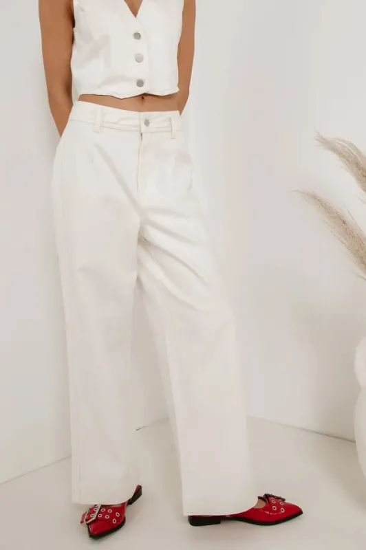 Georgia Wide Leg Jeans in Cream - FINAL SALE sold by bohme