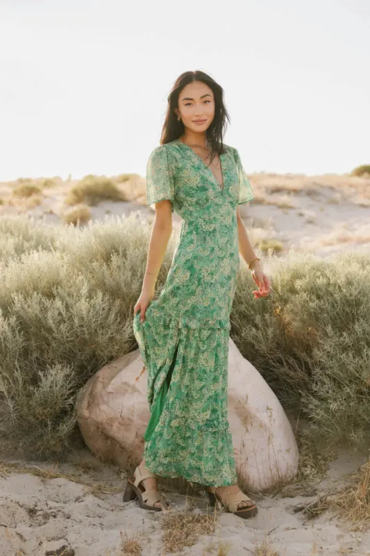 Manoella Floral Maxi Dress in Green - FINAL SALE sold by bohme