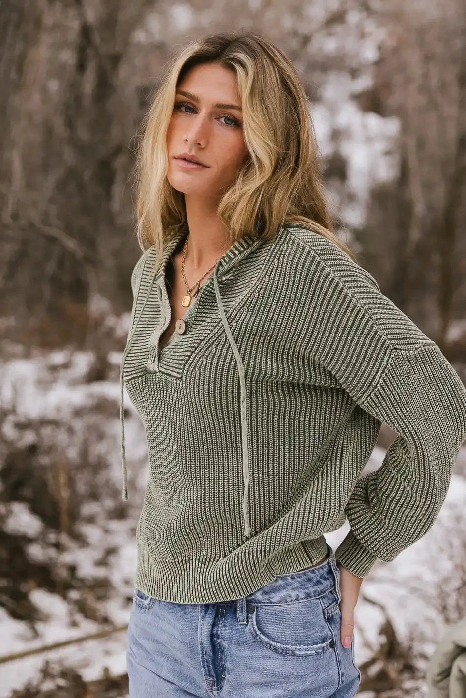 Gia Hooded Henley Sweater - FINAL SALE sold by bohme product image thumbnail 3