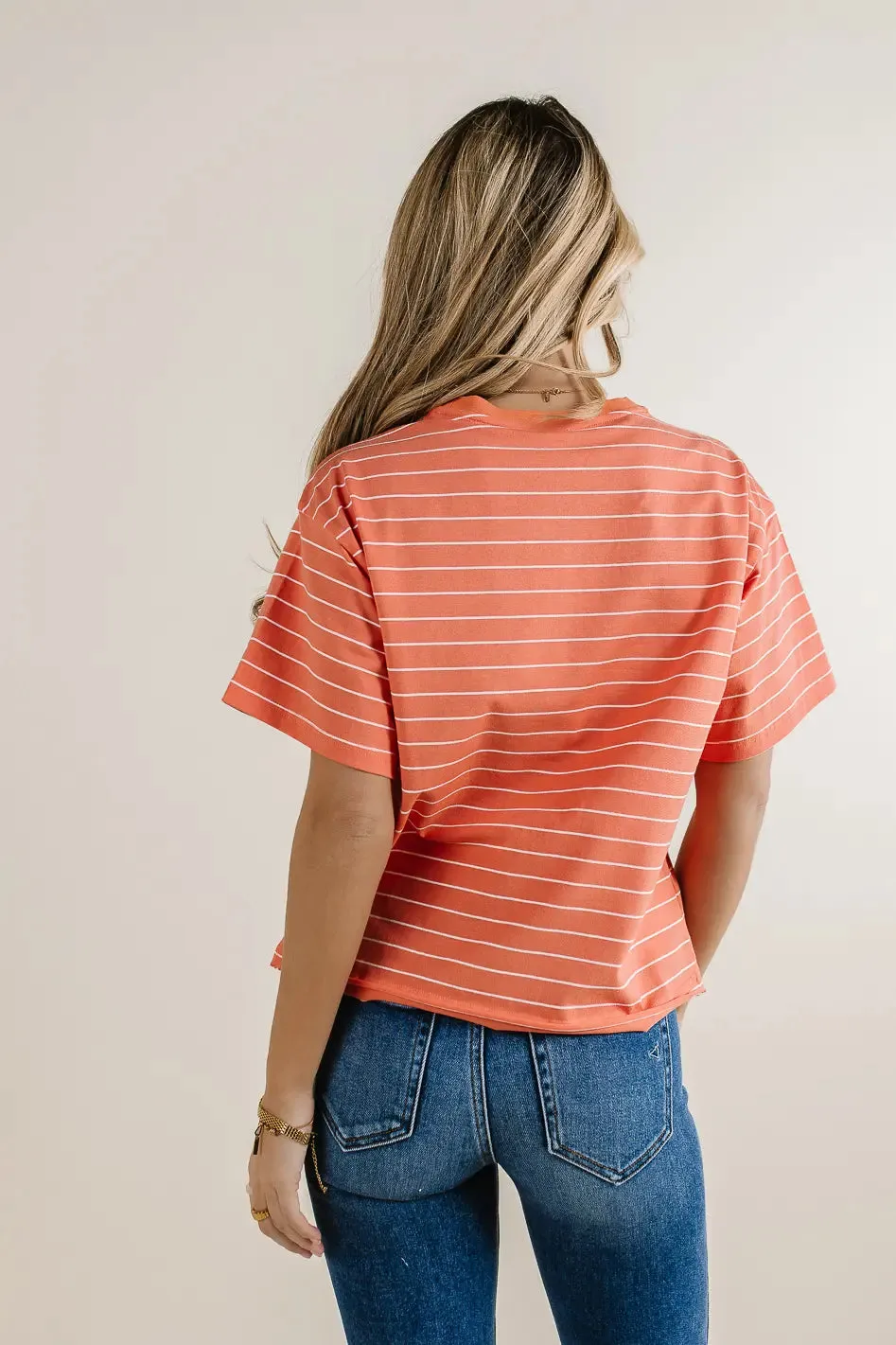 Evie Striped T-Shirt in Salmon - FINAL SALE sold by bohme product image thumbnail 5
