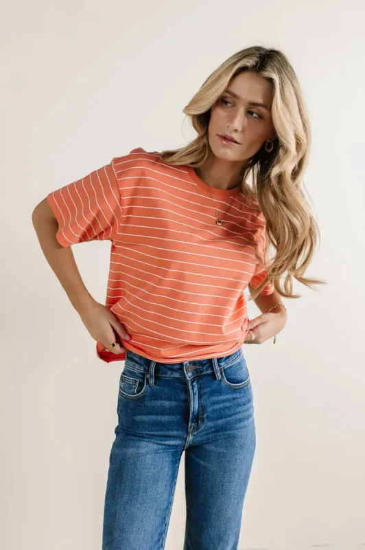 Evie Striped T-Shirt in Salmon - FINAL SALE sold by bohme
