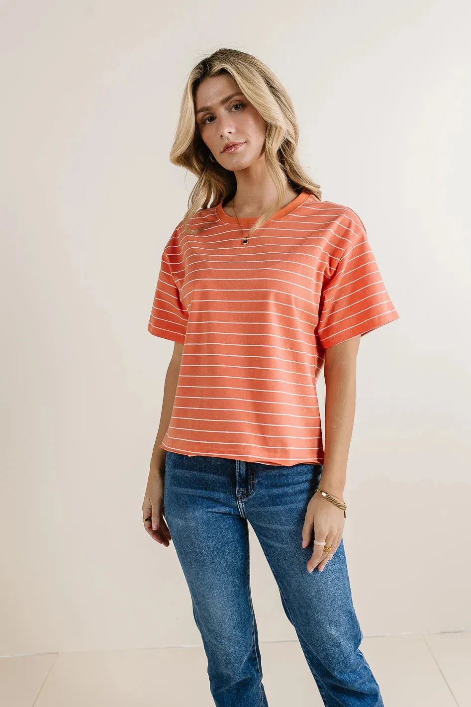 Evie Striped T-Shirt in Salmon - FINAL SALE sold by bohme product image thumbnail 2