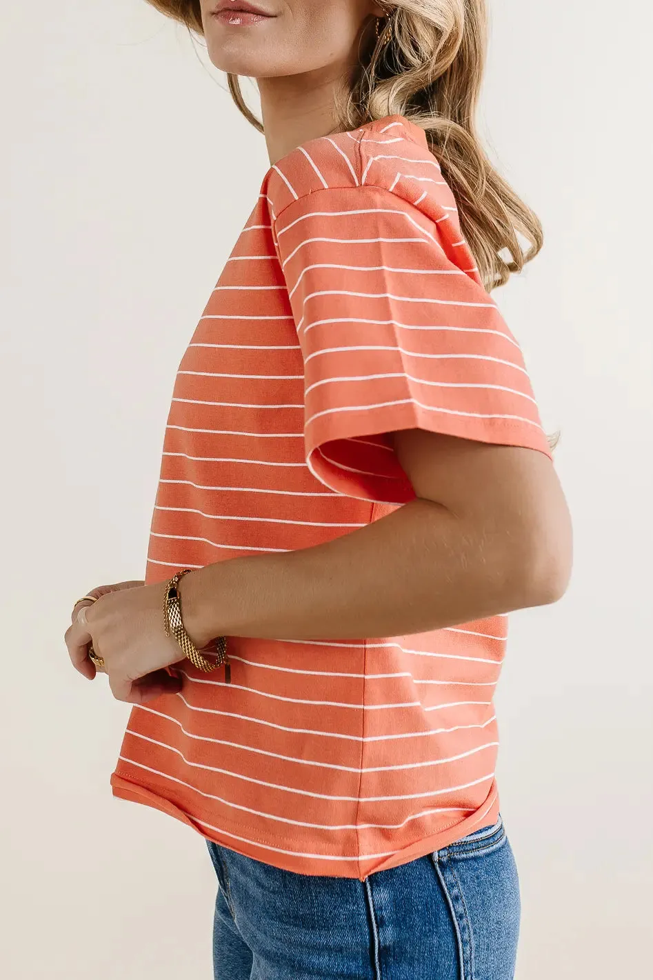 Evie Striped T-Shirt in Salmon - FINAL SALE sold by bohme product image thumbnail 4