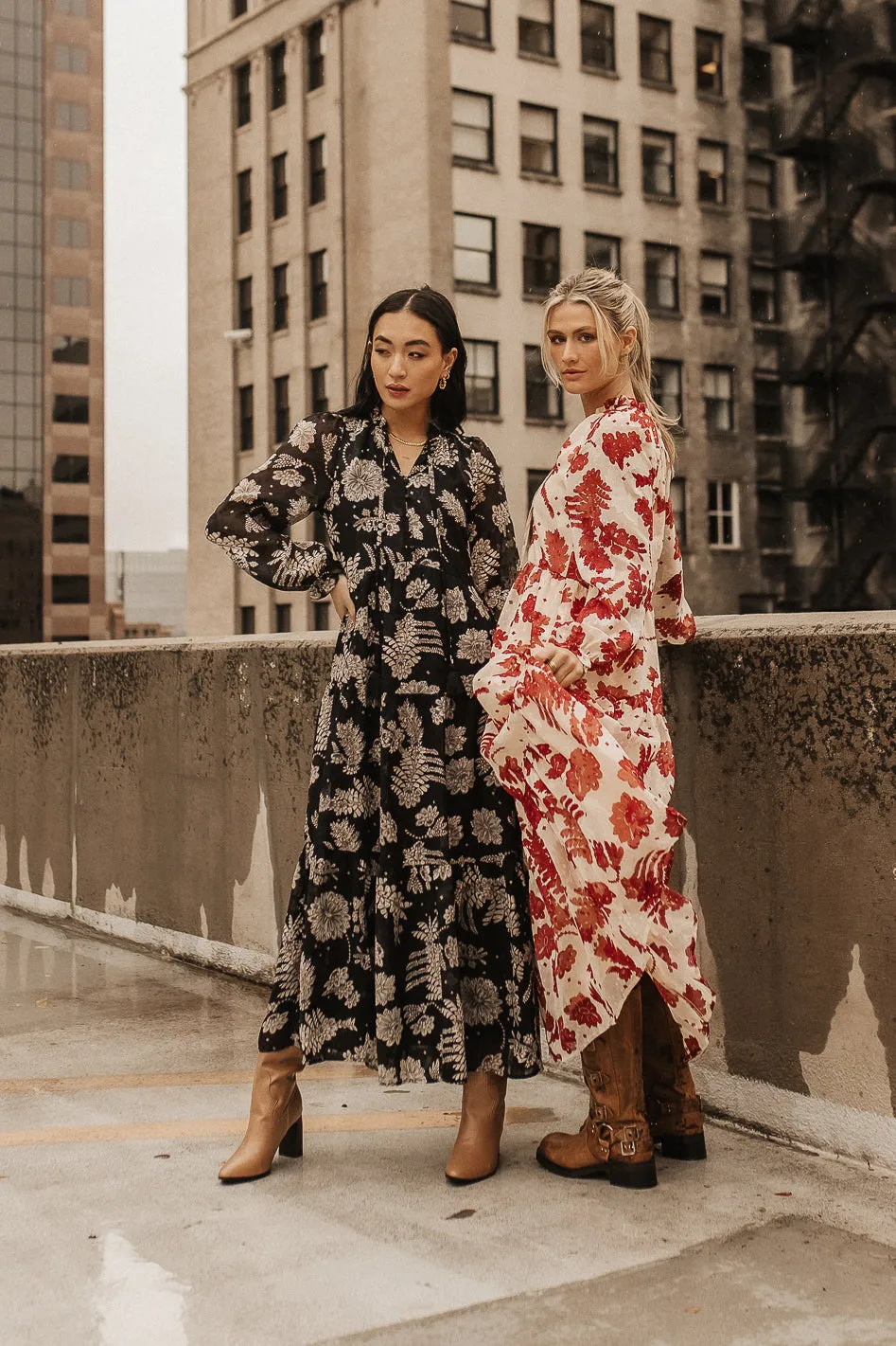 Jayla Floral Chiffon Dress in Black - FINAL SALE sold by bohme