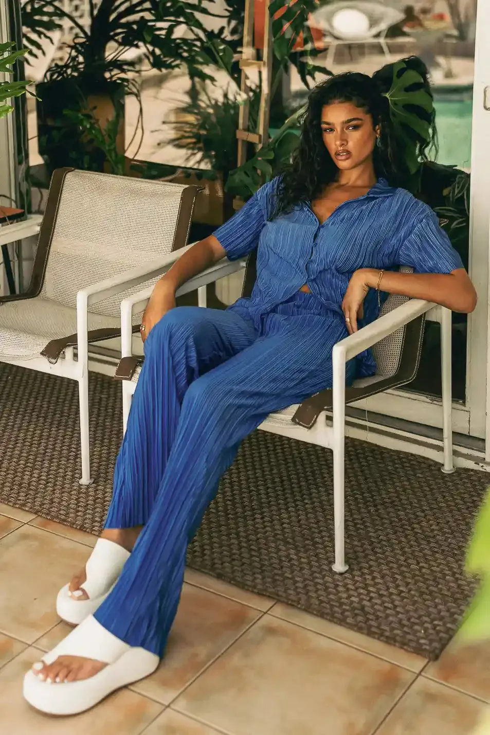 Clara Ribbed Pants in Blue - FINAL SALE sold by bohme product image thumbnail 5