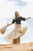 Baylin Tiered Skirt in Tan - FINAL SALE sold by bohme