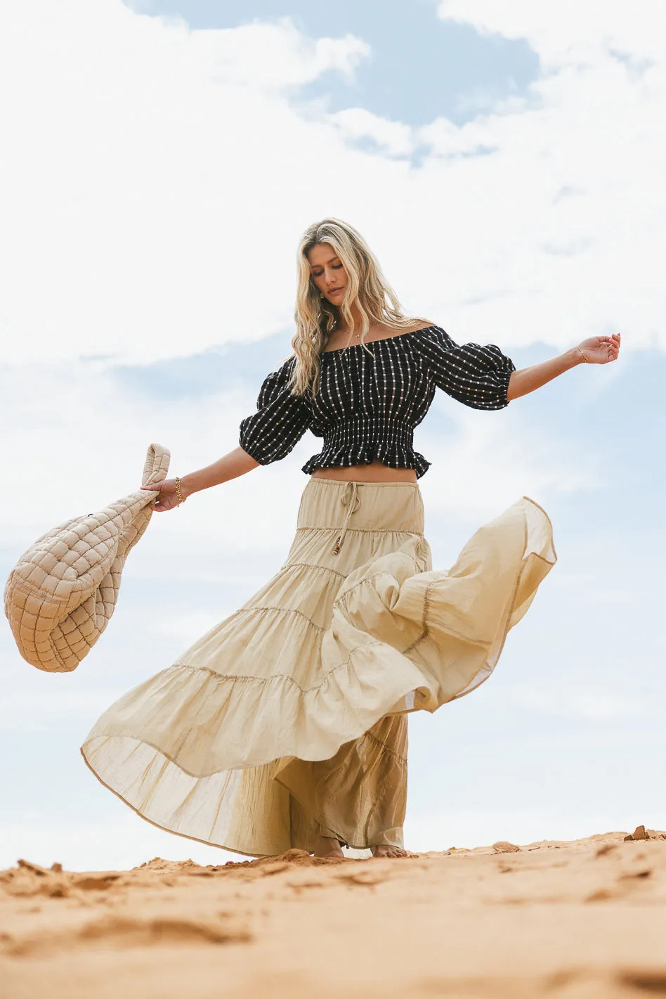 Baylin Tiered Skirt in Tan - FINAL SALE sold by bohme product image thumbnail 2