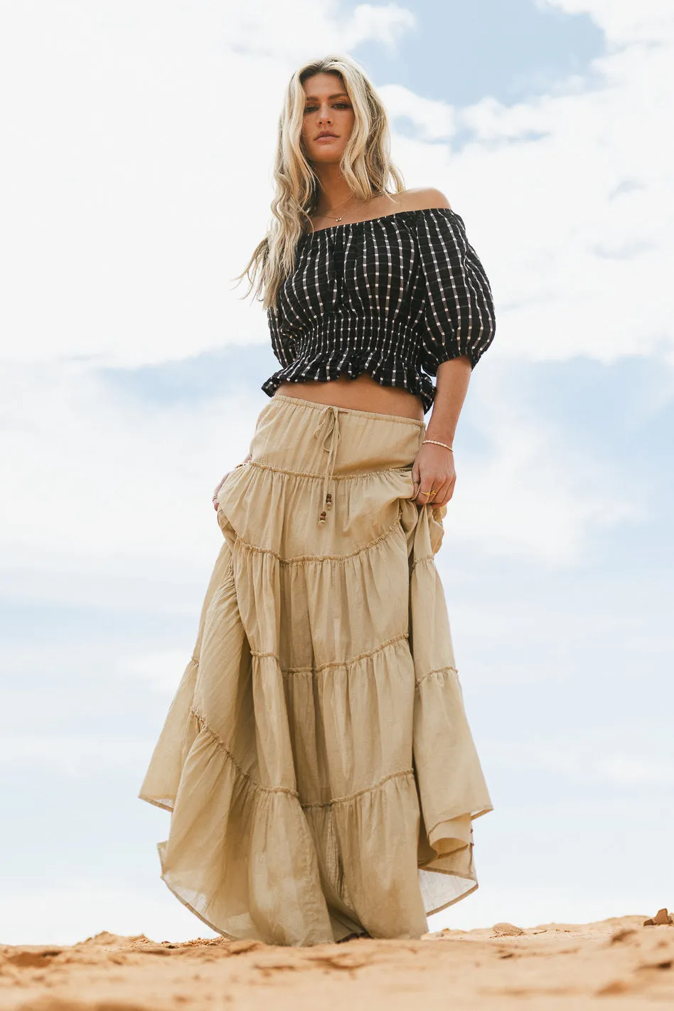 Baylin Tiered Skirt in Tan - FINAL SALE sold by bohme product image thumbnail 3