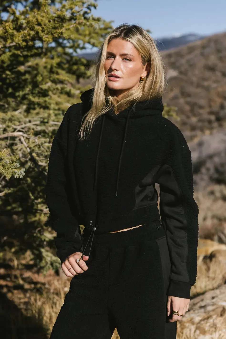 Callie Sherpa Hoodie in Black - FINAL SALE sold by bohme product image thumbnail 3