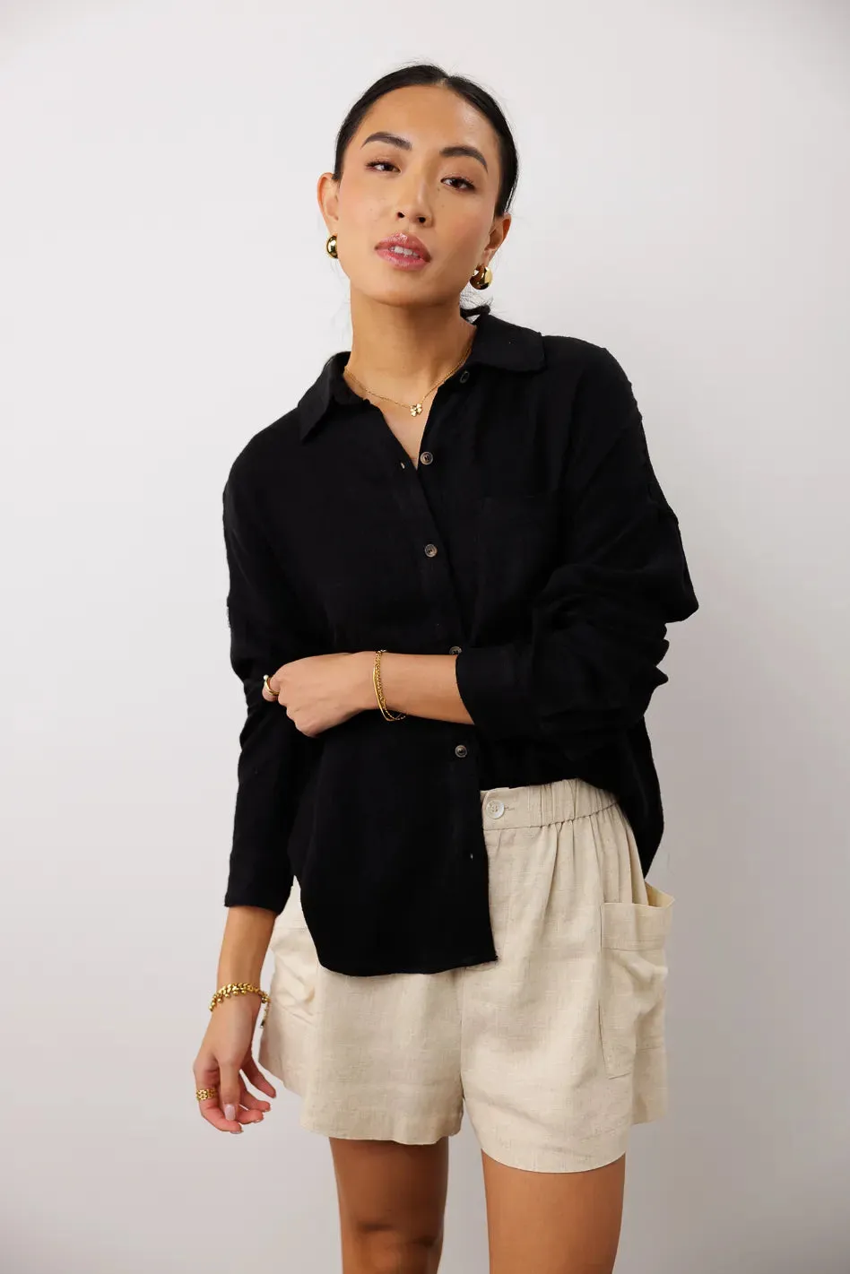 Finley Button Up in Black sold by bohme product image thumbnail 2