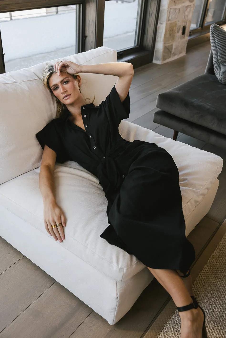 Brynlee Ruched Dress in Black - FINAL SALE sold by bohme product image thumbnail 2