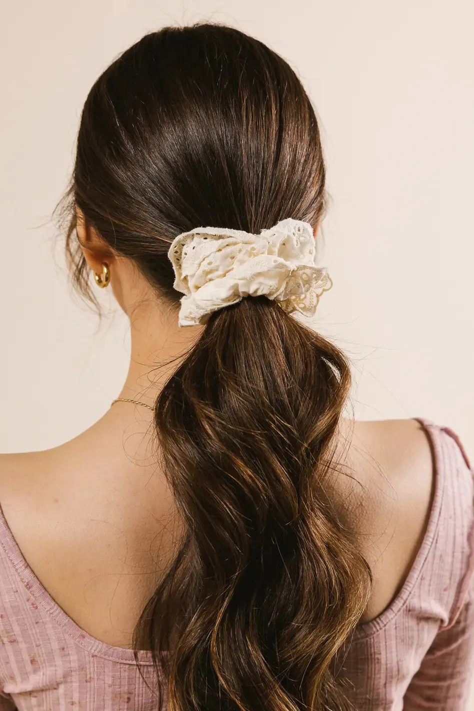 Floral Lace Scrunchie in Cream sold by bohme product image thumbnail 2